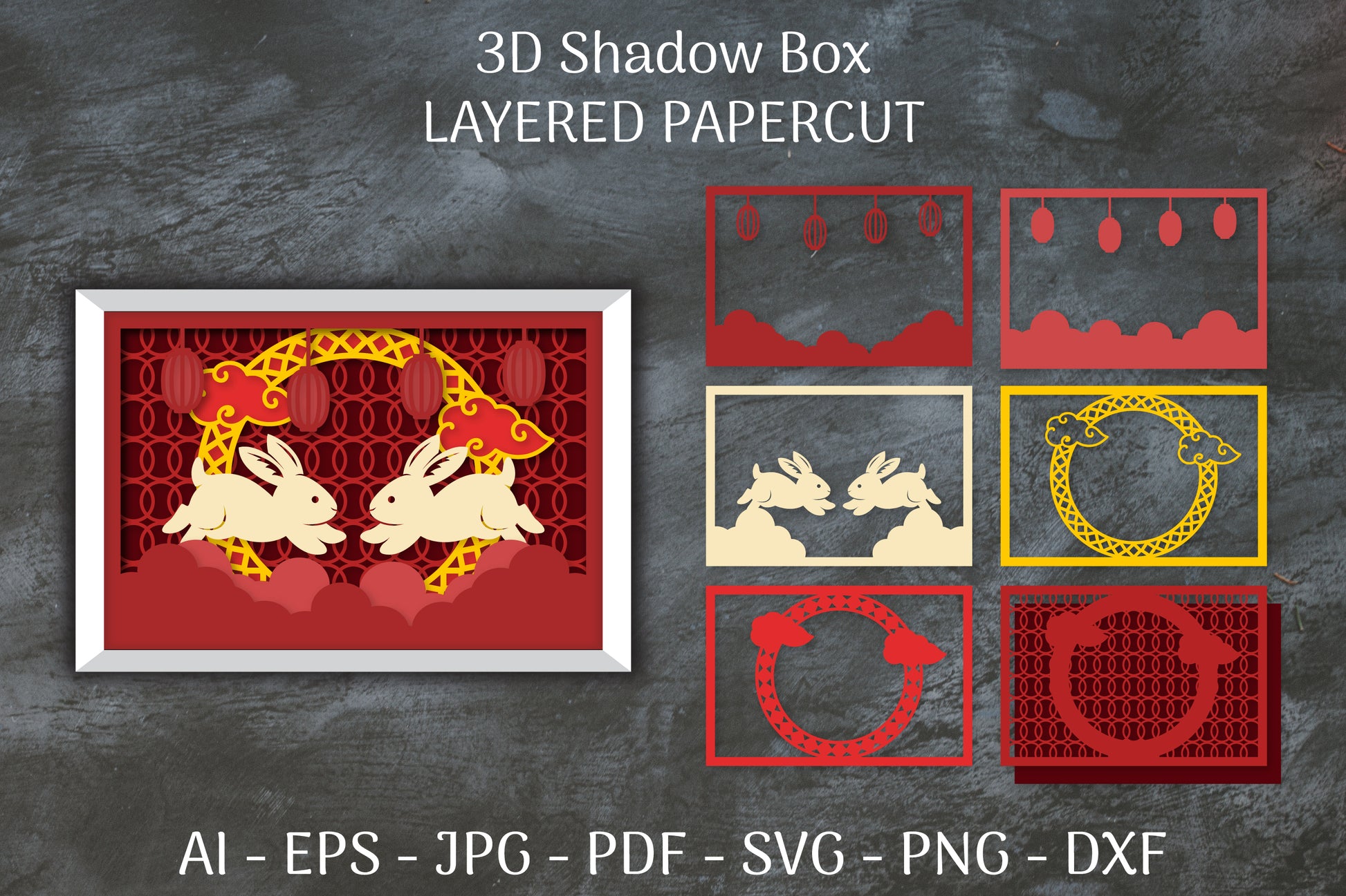 3D Shadow Box Chinese Layered Papercut SVG Bundle 2 - CraftNest - Digital Crafting and Art