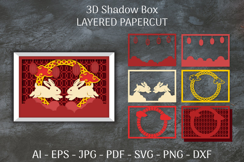 3D Shadow Box Chinese Layered Papercut SVG Bundle 2 - CraftNest - Digital Crafting and Art
