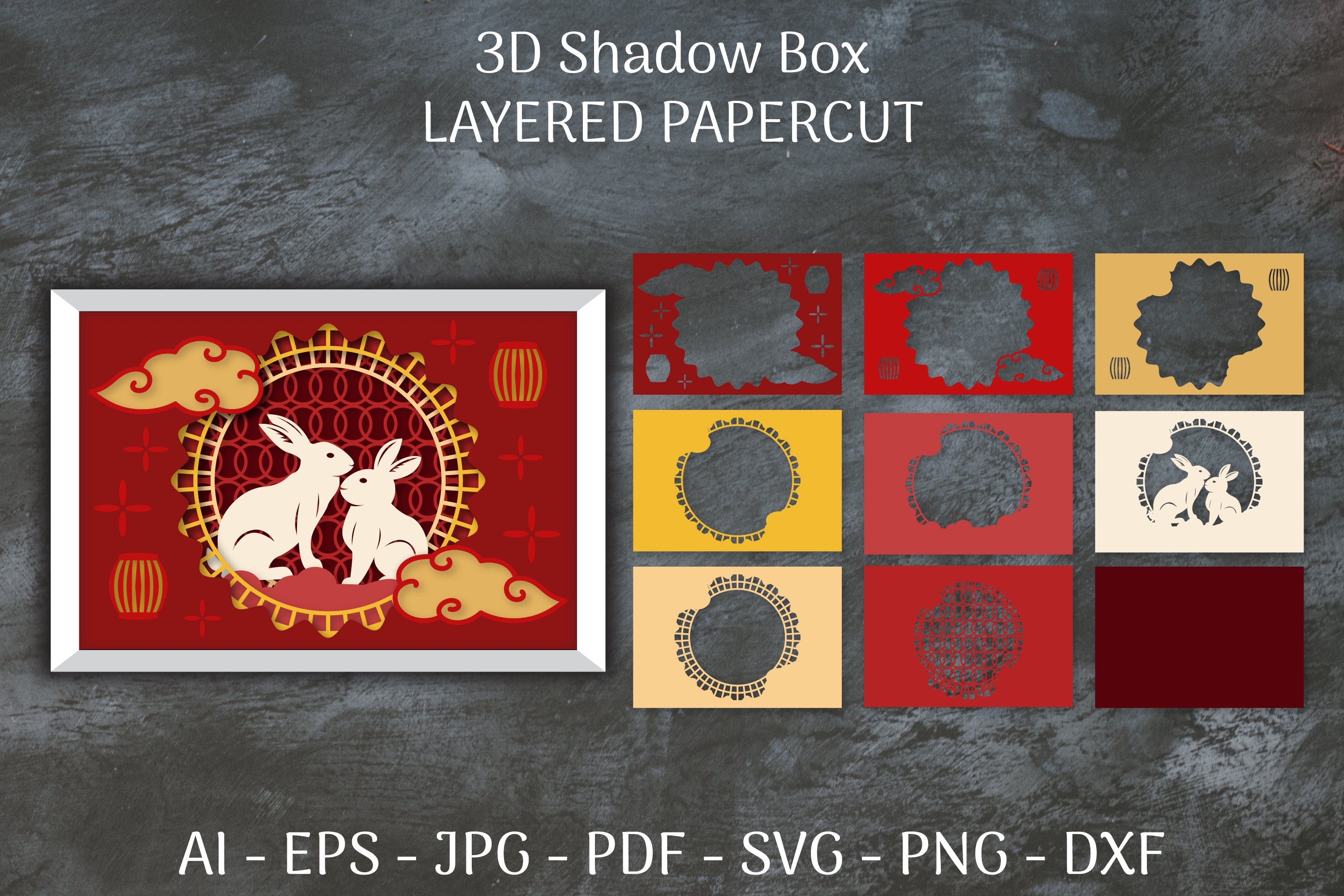 Chinese 3D Shadow Box Layered Papercut SVG Bundle - CraftNest - Digital Crafting and Art