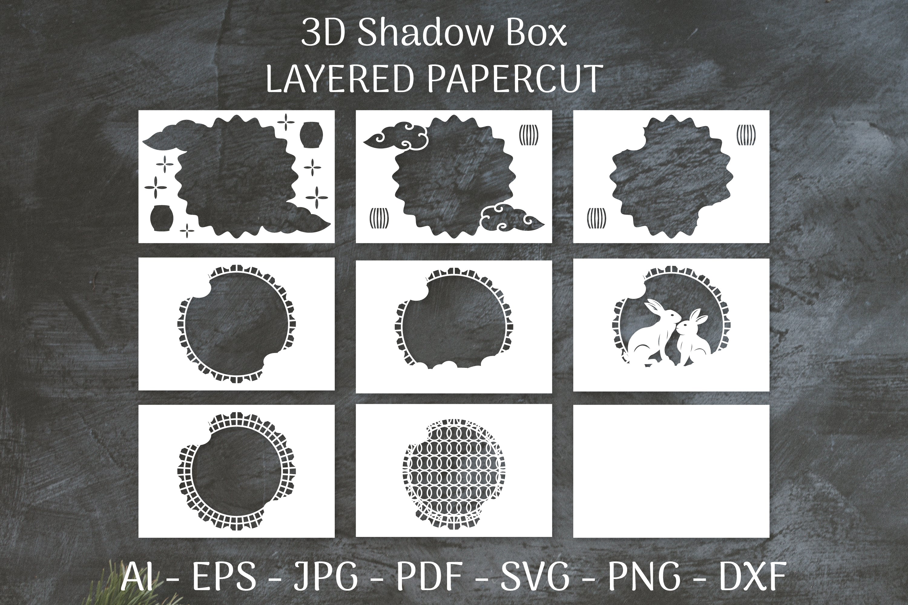 Chinese 3D Shadow Box Layered Papercut SVG Bundle - CraftNest - Digital Crafting and Art