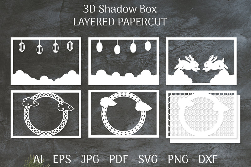 3D Shadow Box Chinese Layered Papercut SVG Bundle 2 - CraftNest - Digital Crafting and Art