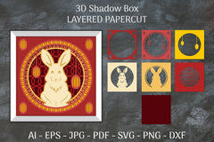 Happy Chinese 3D Shadow Box Layered Papercut SVG Bundle - CraftNest - Digital Crafting and Art