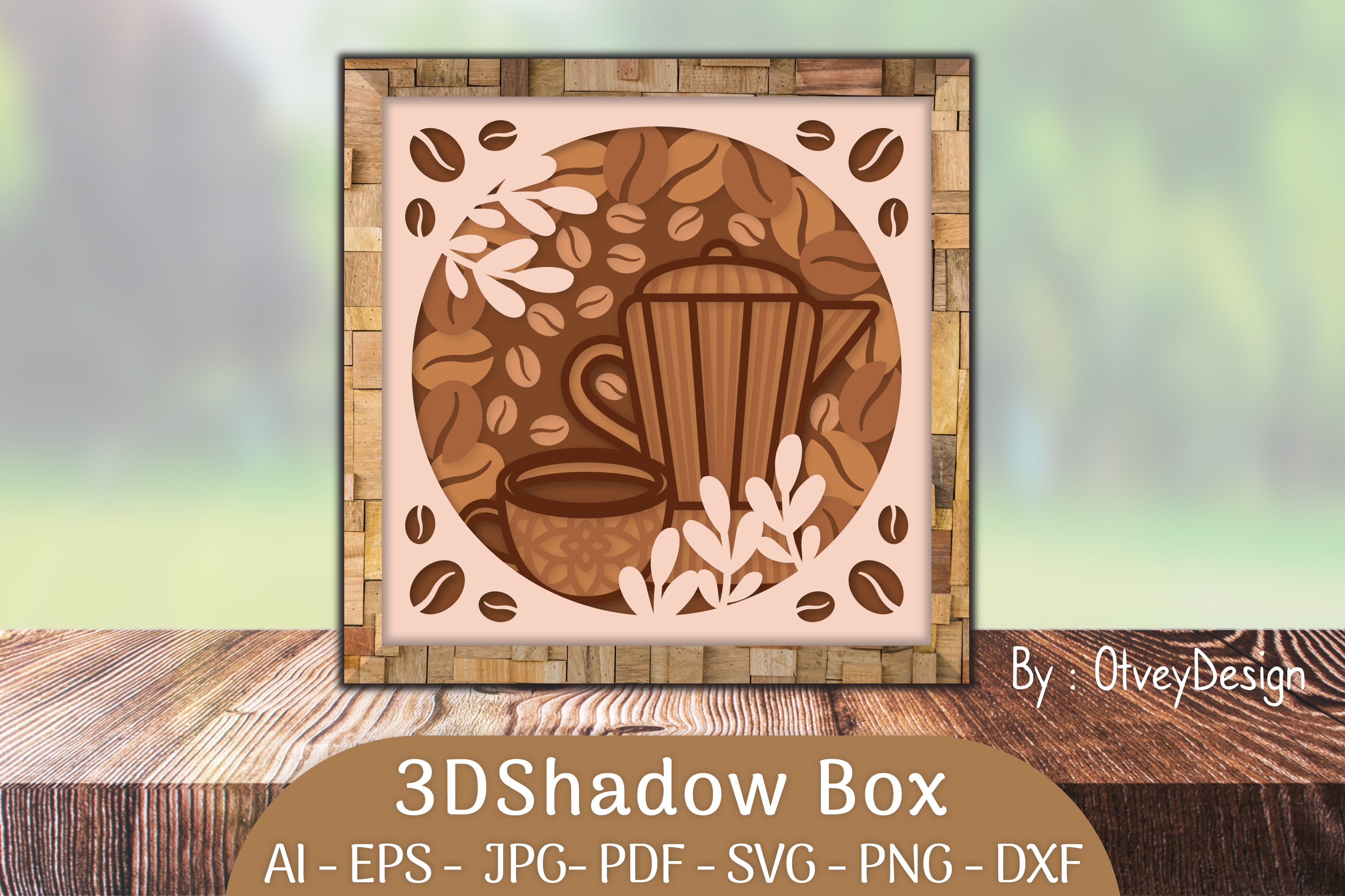 3D Shadow Box Love Coffee Layered SVG Bundle
