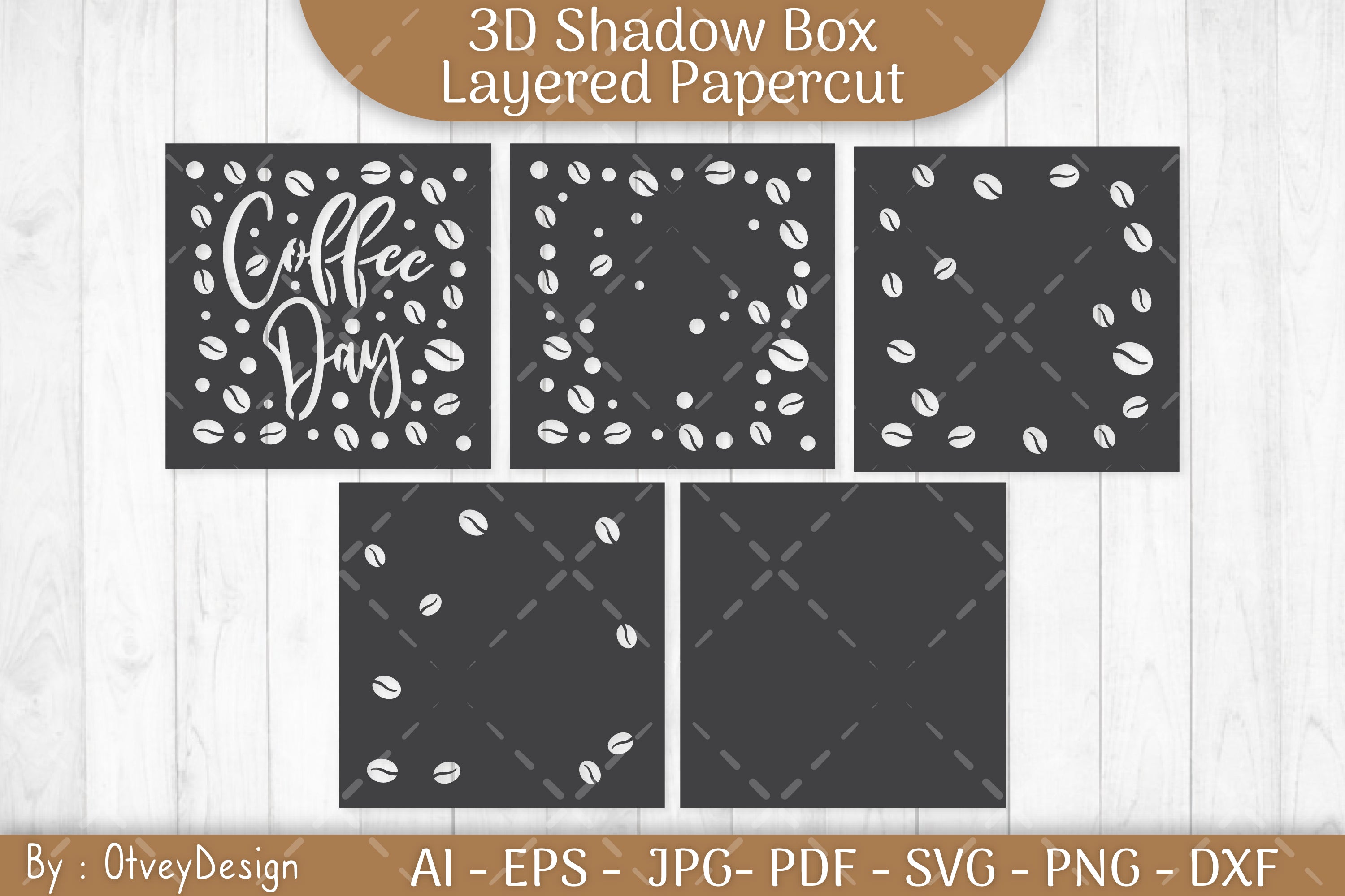 3D Shadow Box Love Coffee Layered SVG Bundle
