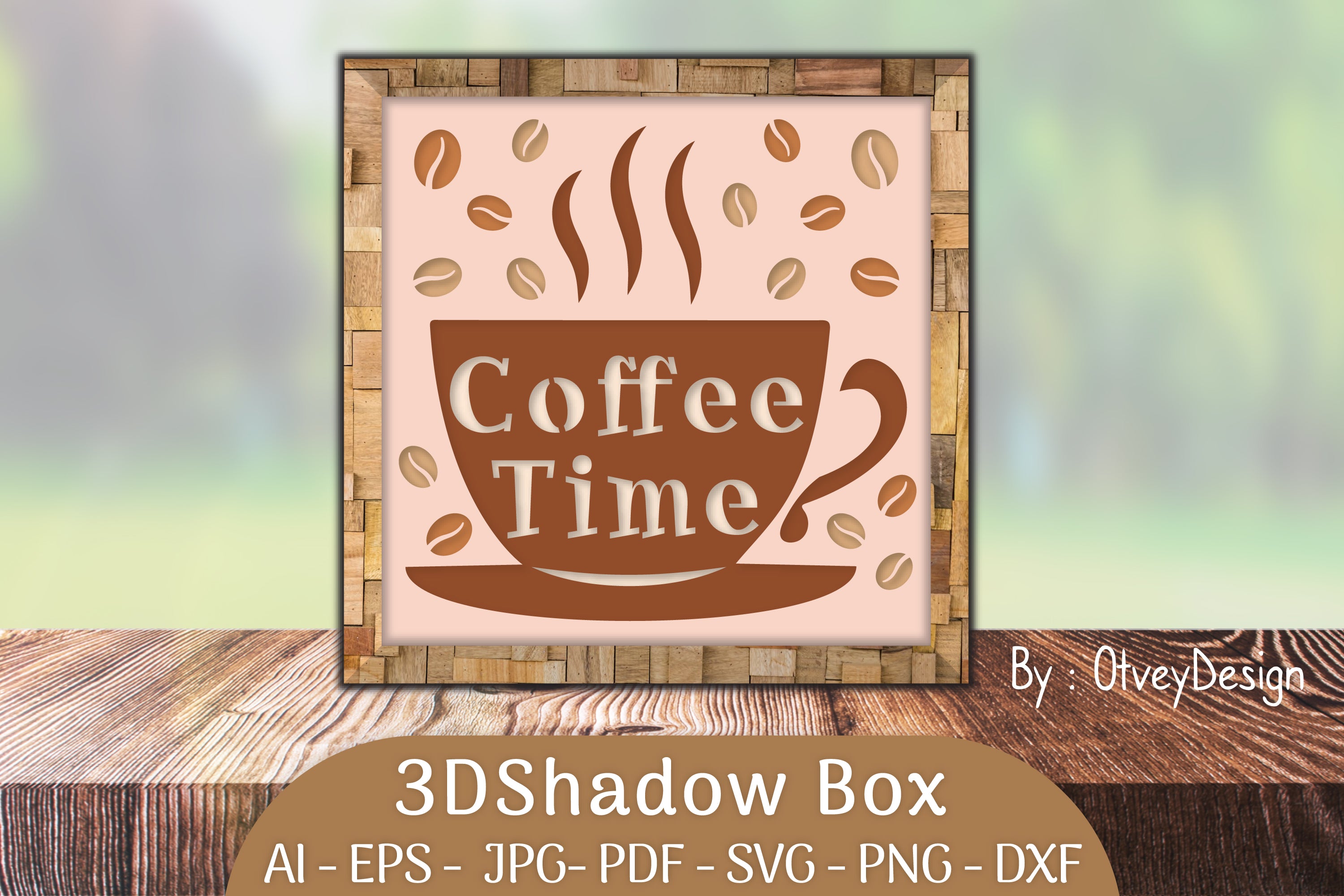 3D Shadow Box Love Coffee Layered SVG Bundle
