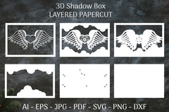 3D Shadow Box Love Angel Wings Layered Papercut SVG Bundle 2 - CraftNest - Digital Crafting and Art
