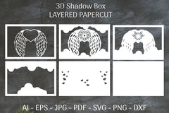 3D Shadow Box Love Angel Wings Layered Papercut SVG Bundle 23 - CraftNest - Digital Crafting and Art