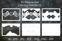 3D Shadow Box Love Angel Wings Layered Papercut SVG Bundle 1 - CraftNest - Digital Crafting and Art