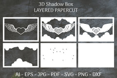 3D Shadow Box Love Angel Wings Layered Papercut SVG Bundle - CraftNest - Digital Crafting and Art