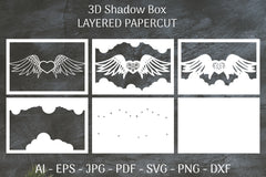 3D Shadow Box Love Angel Wings Layered Papercut SVG Bundle 27 - CraftNest - Digital Crafting and Art
