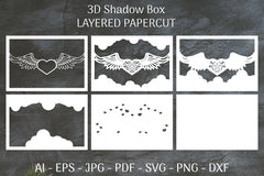 3D Shadow Box Love Angel Wings Layered Papercut SVG Bundle 25 - CraftNest - Digital Crafting and Art