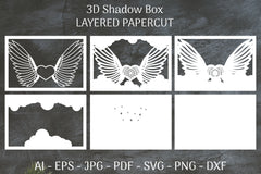 3D Shadow Box Love Angel Wings Layered Papercut SVG Bundle 26 - CraftNest - Digital Crafting and Art