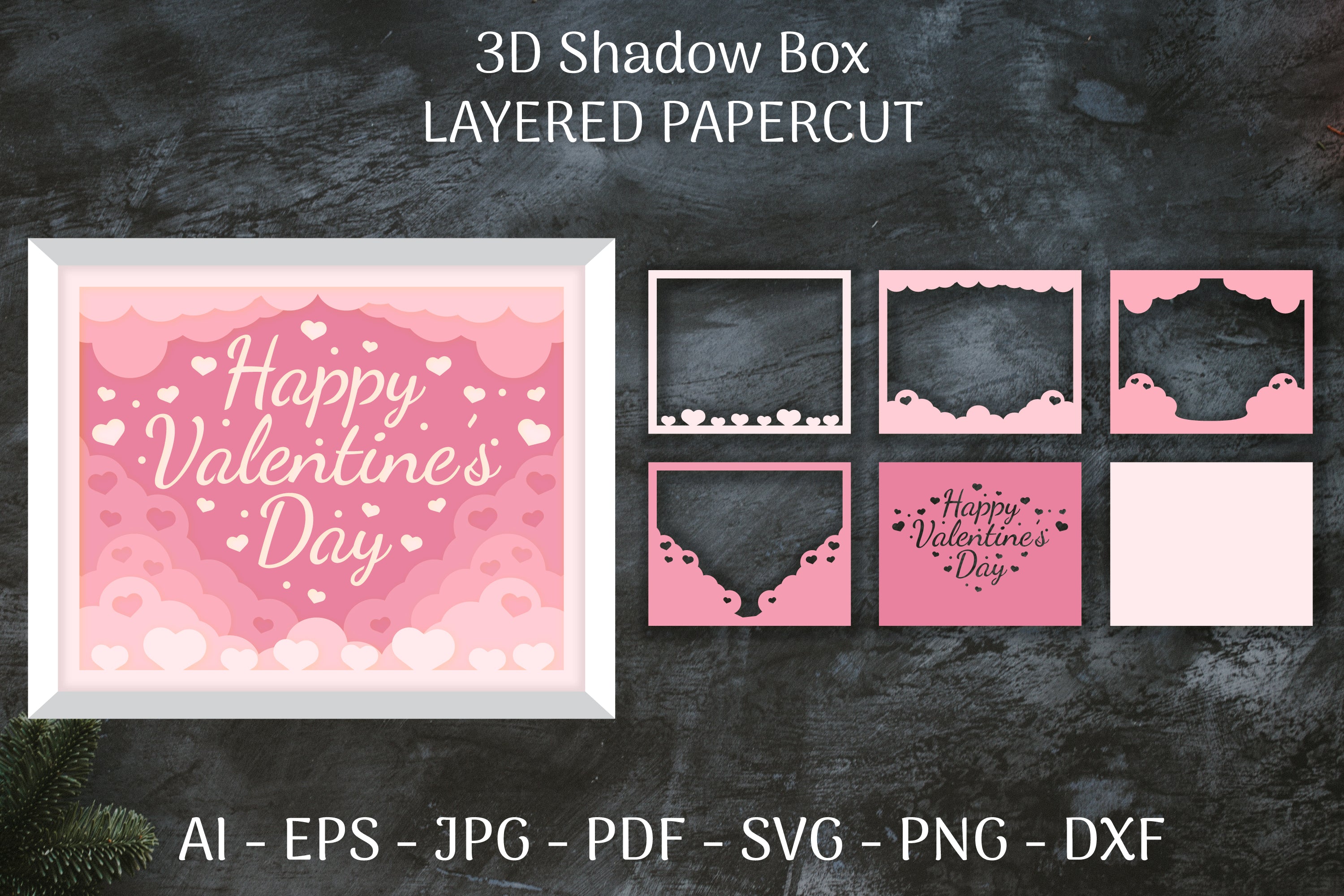 3D Shadow Box Valentine's Layered Papercut SVG Bundle 2 - CraftNest - Digital Crafting and Art