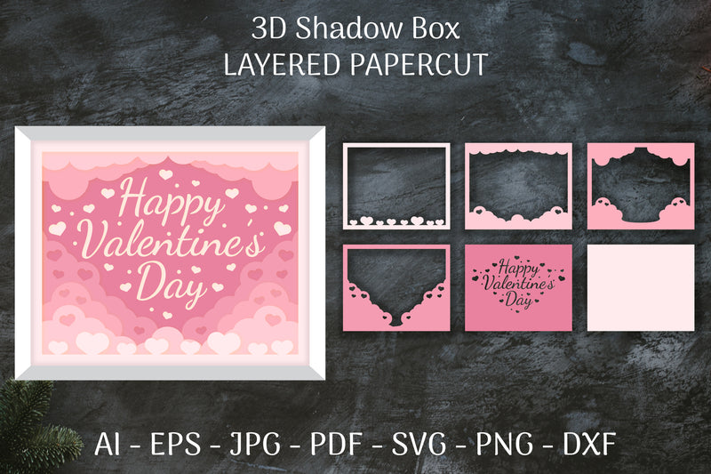 3D Shadow Box Valentine's Layered Papercut SVG Bundle 2 - CraftNest - Digital Crafting and Art