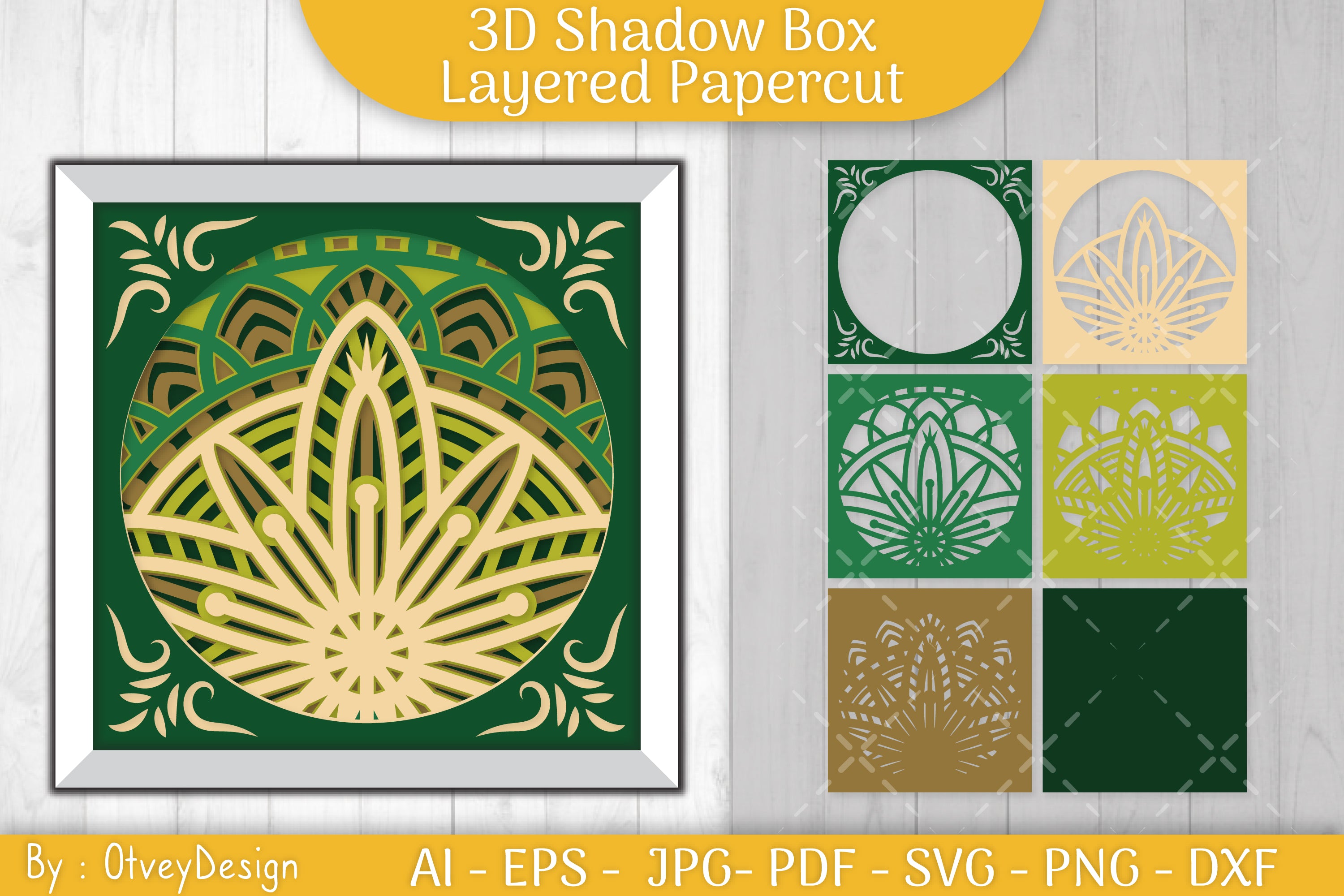 3D Shadow Box Mandala Layered Papercut SVG Bundle