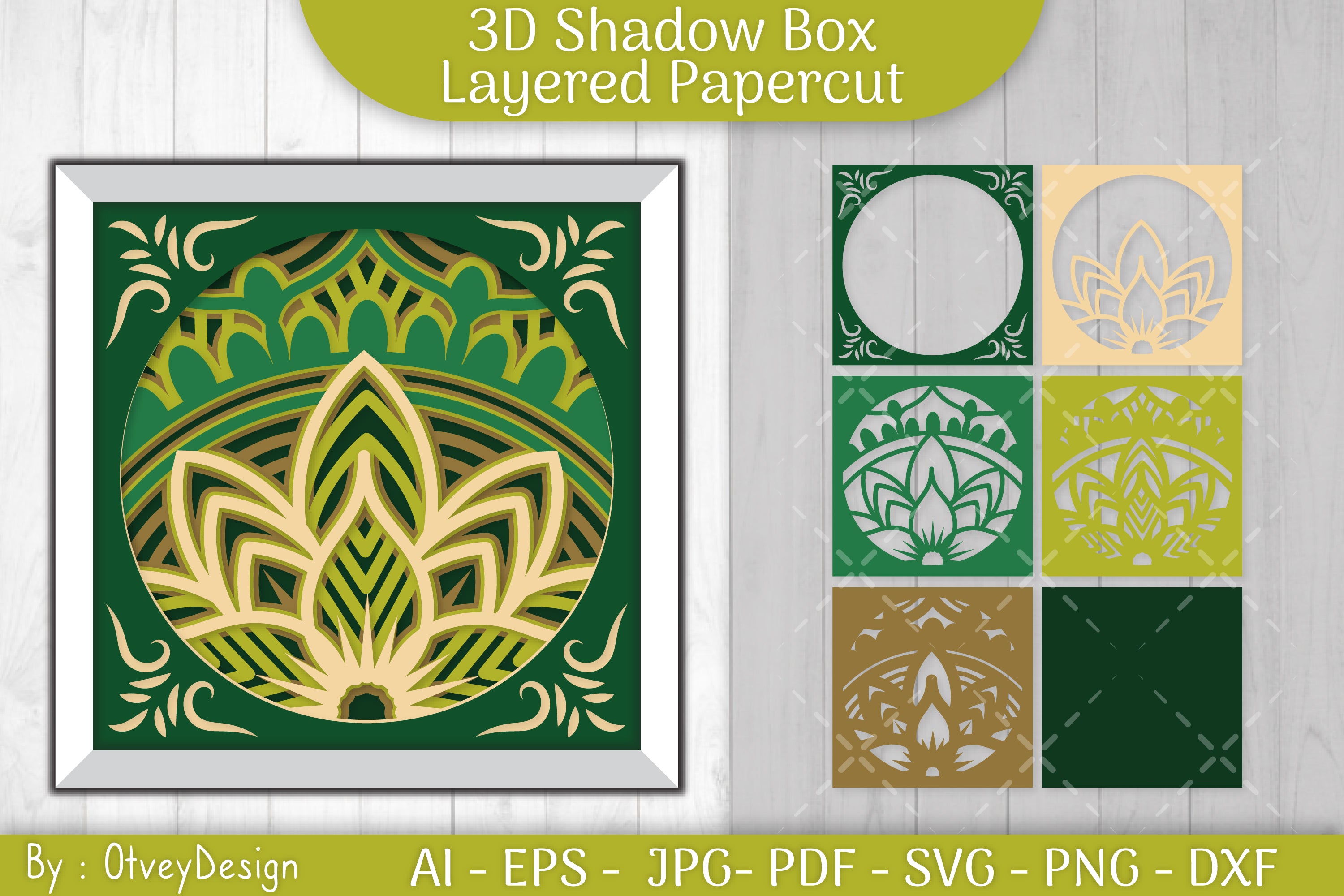 3D Shadow Box Mandala Layered Papercut SVG Bundle