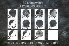 3D Shadow Box Snowy Owl SVG Bundle - CraftNest - Digital Crafting and Art