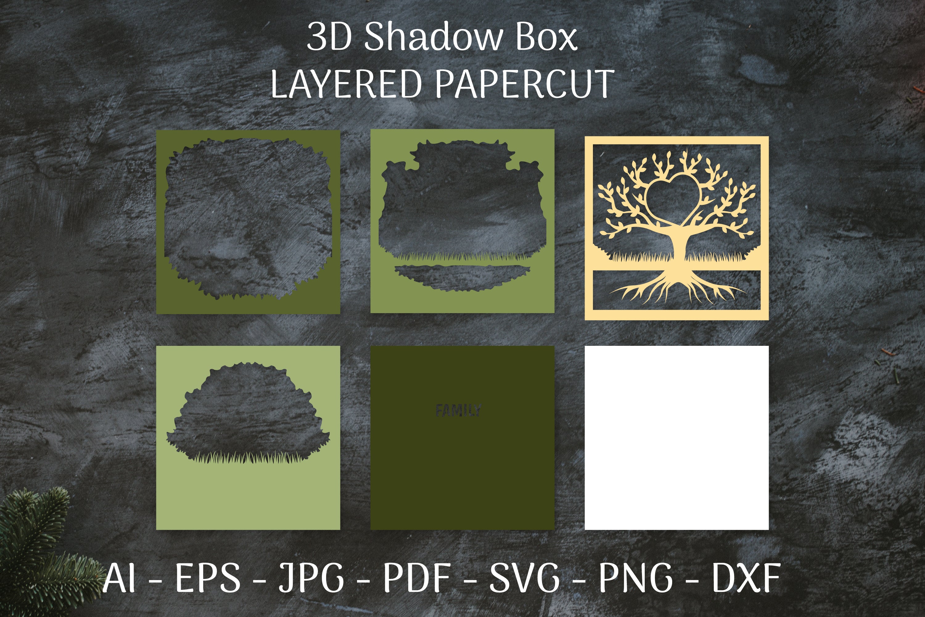 3D Shadowbox Family Tree SVG Bundle - CraftNest - Digital Crafting and Art