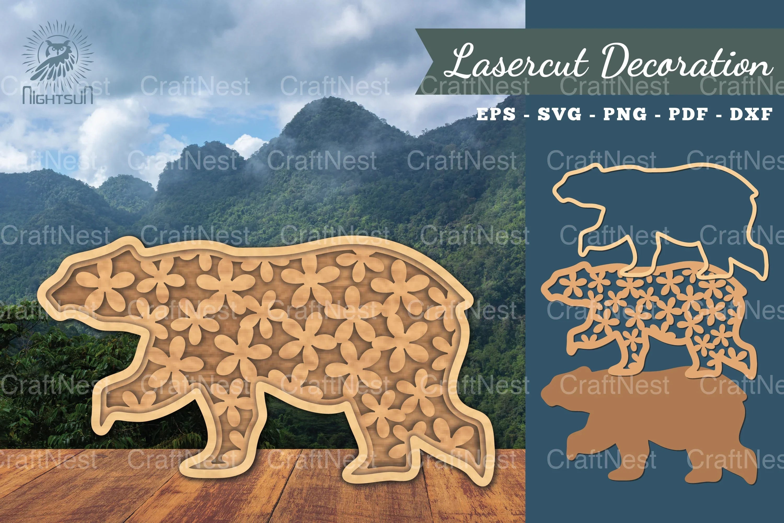 3D Bear Flowers Laser Cut Clipart Bundle - CraftNest - Digital Crafting and Art