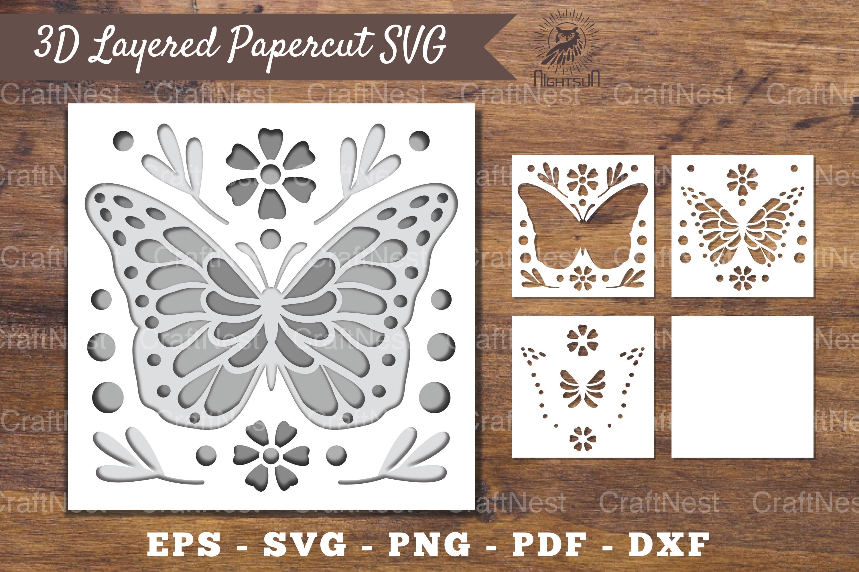 3D Butterfly Layered Papercut Clipart Bundle - CraftNest - Digital Crafting and Art