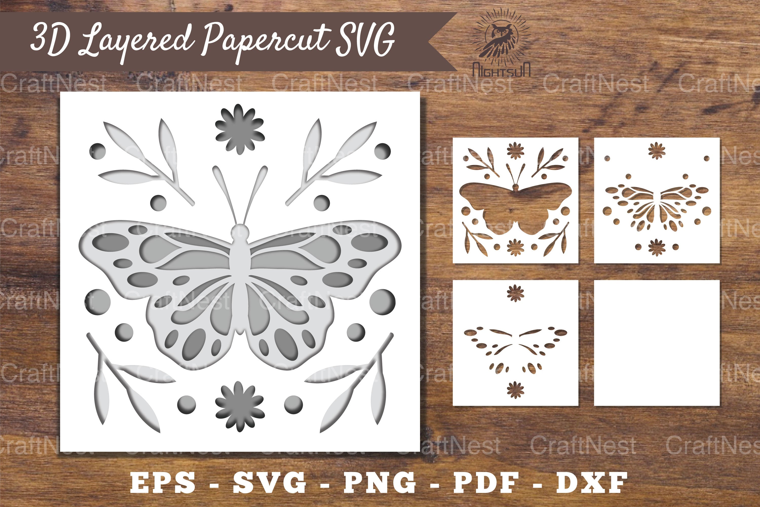 3D Butterfly Layered Papercut Clipart Bundle - CraftNest - Digital Crafting and Art