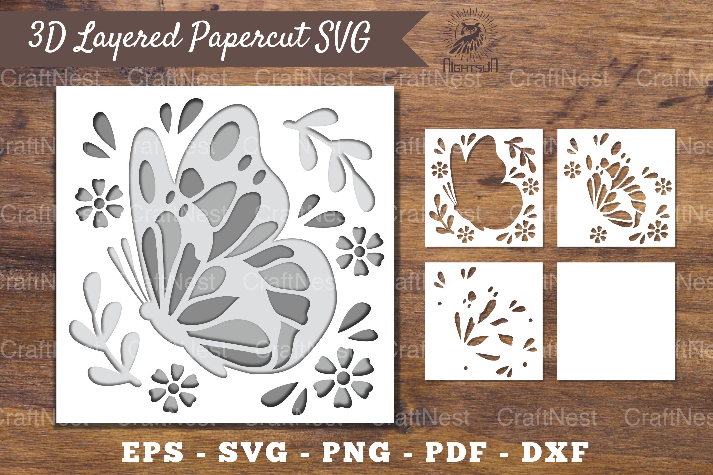 3D Butterfly Layered Papercut Clipart Bundle - CraftNest - Digital Crafting and Art