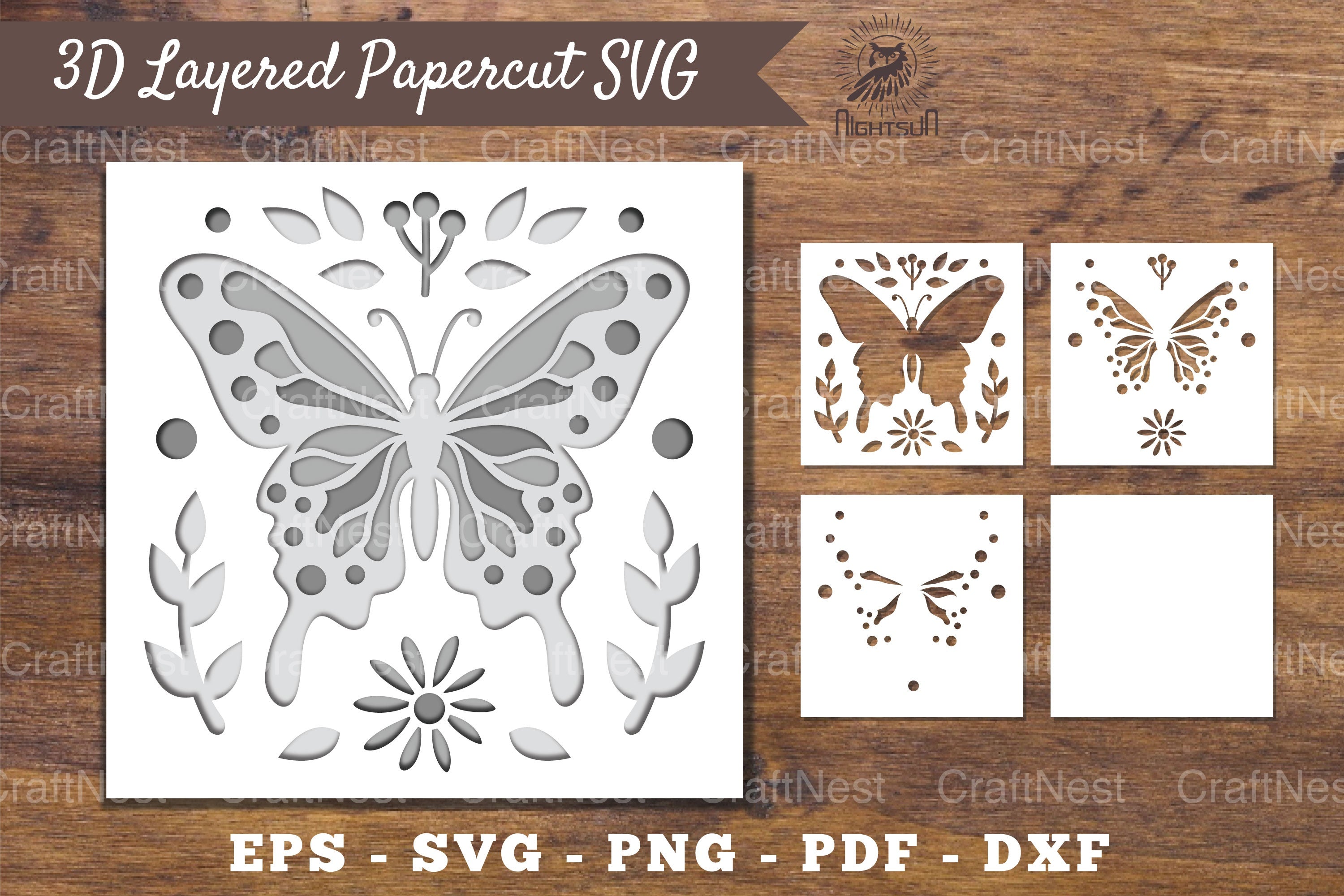 3D Butterfly Layered Papercut Clipart Bundle - CraftNest - Digital Crafting and Art