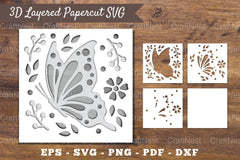 3D Butterfly Layered Papercut Clipart Bundle - CraftNest - Digital Crafting and Art
