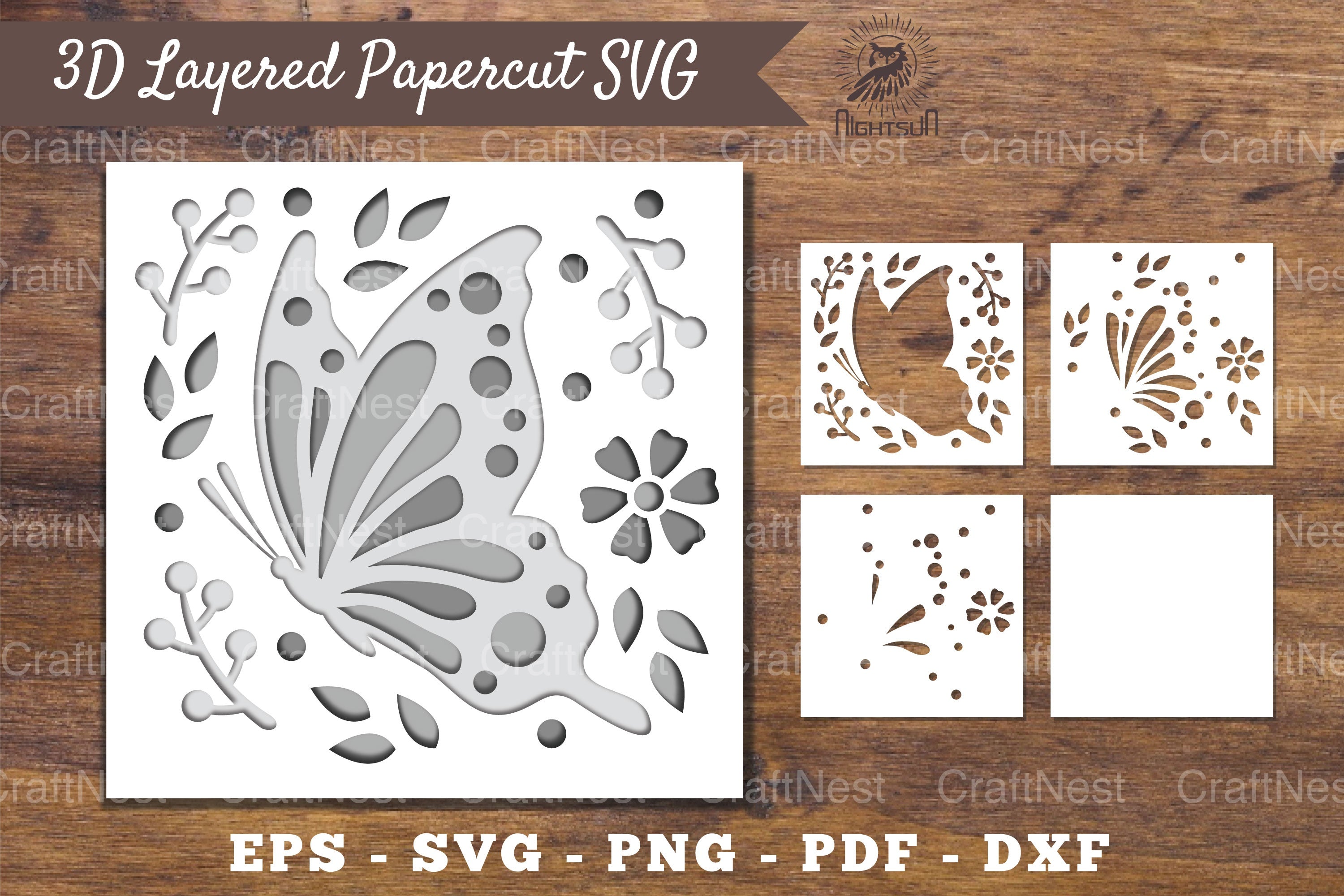 3D Butterfly Layered Papercut Clipart Bundle - CraftNest - Digital Crafting and Art