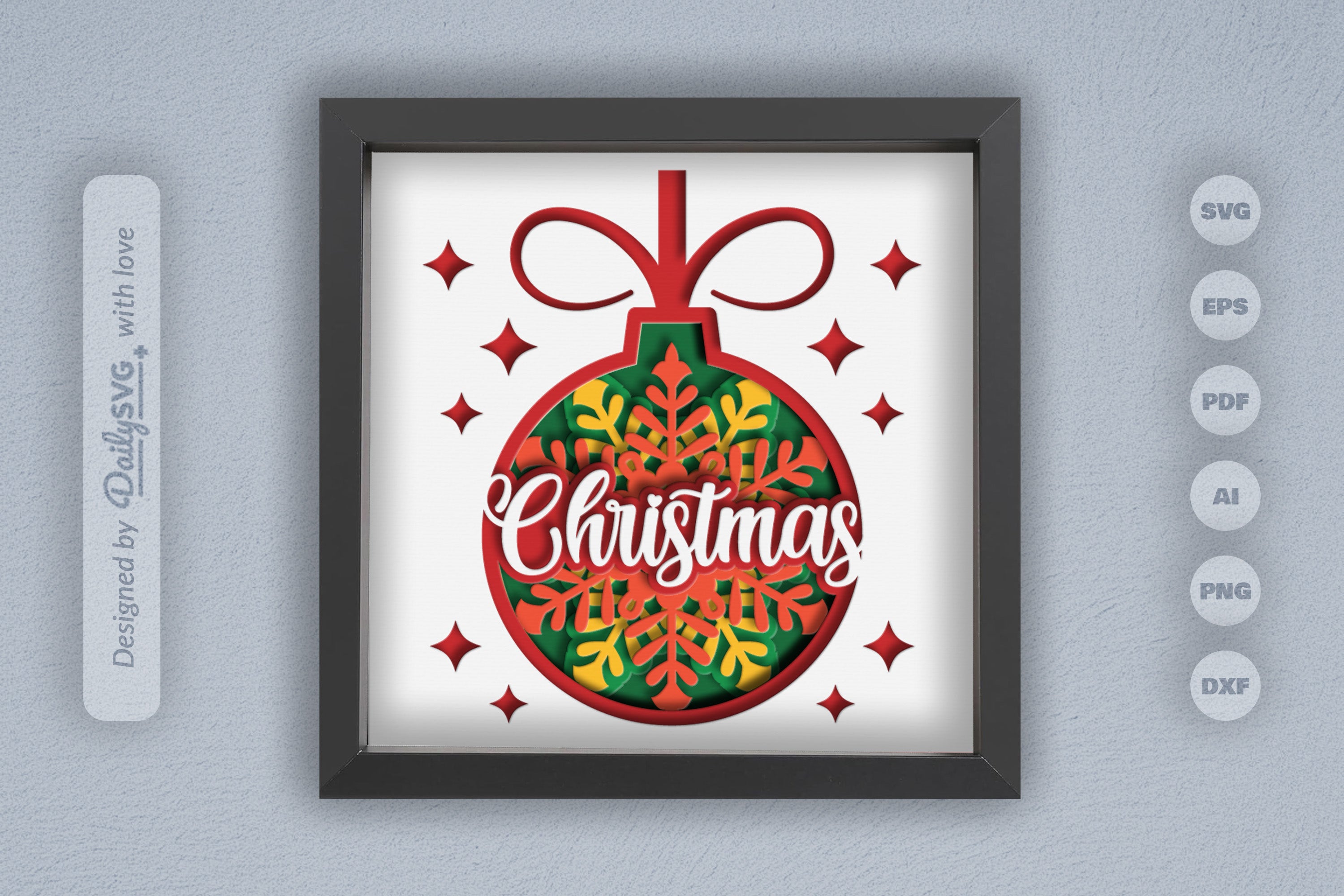 3D Christmas Bauble Ornament Papercut SVG Bundle