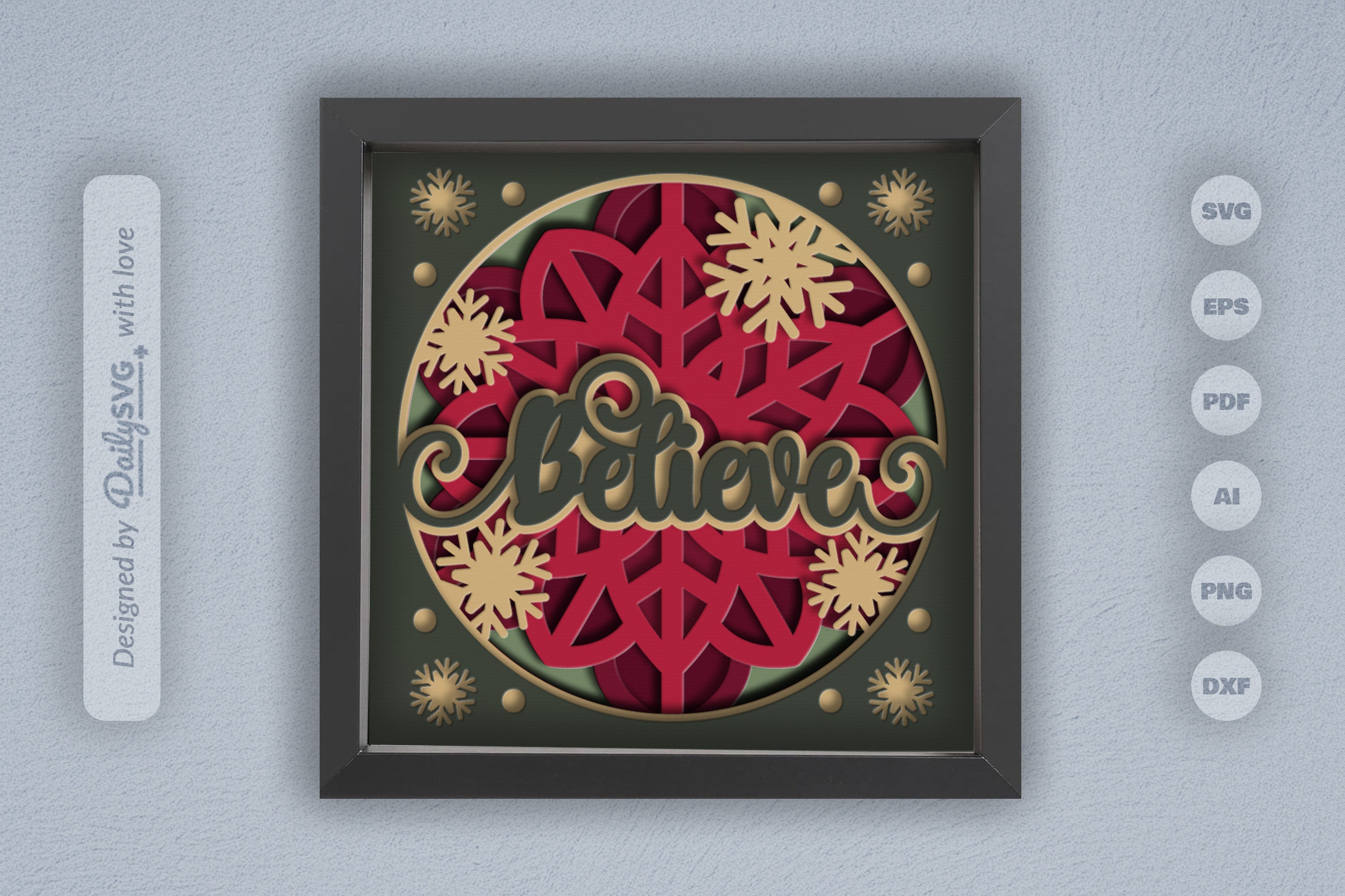 3D Christmas Believe Papercut SVG Bundle