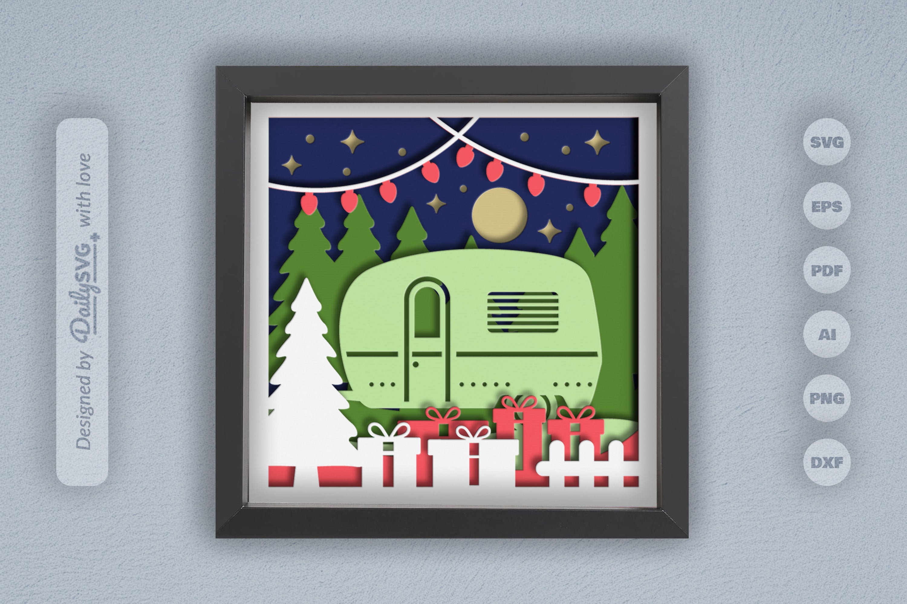 3D Christmas Camper Papercut SVG Bundle