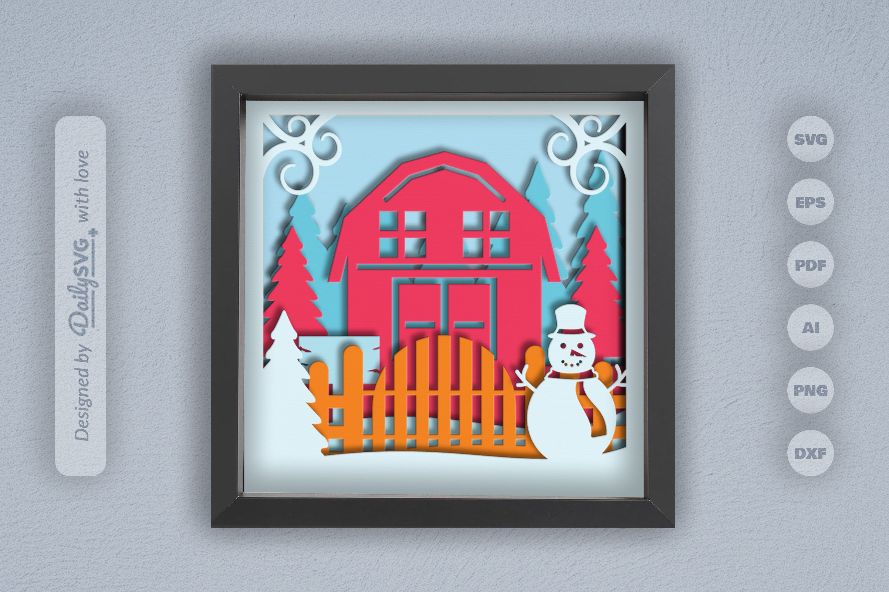 3D Christmas Farmhouse Papercut SVG Bundle