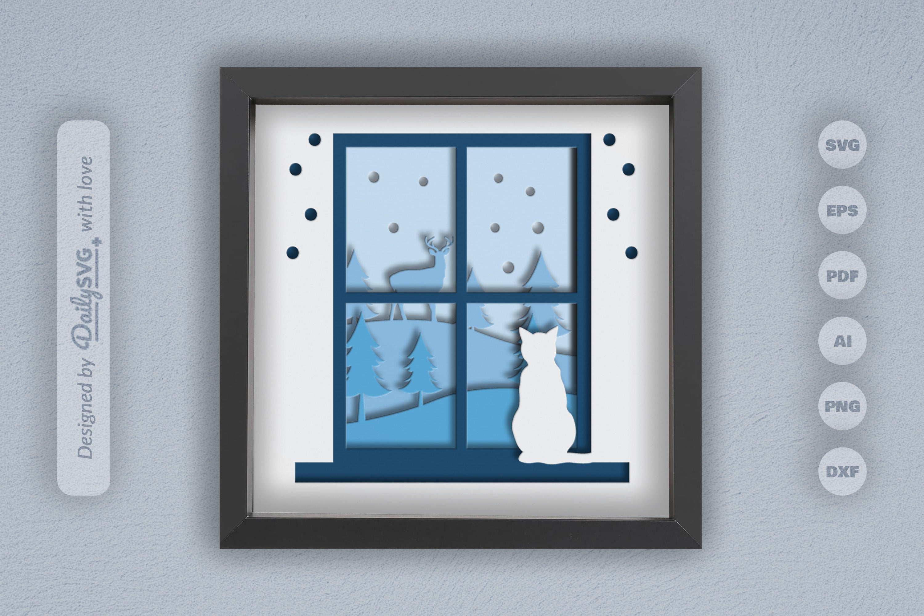 3D Christmas Window Papercut SVG Bundle