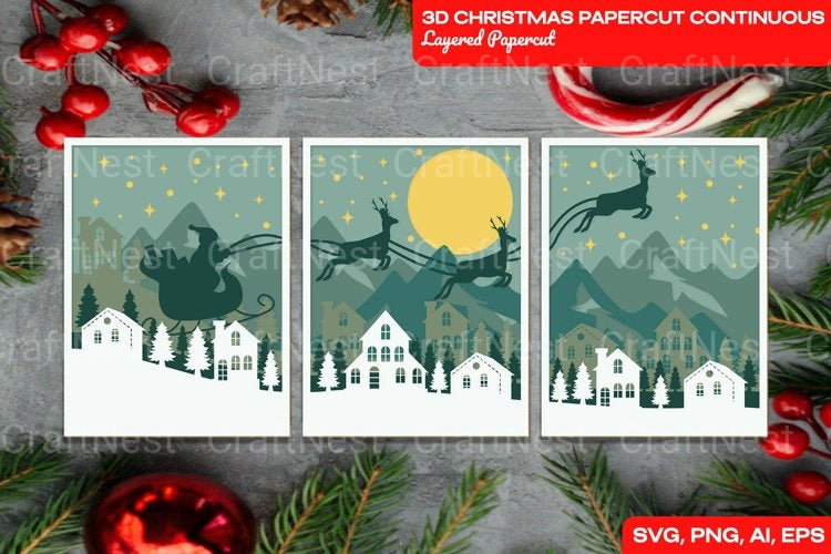 3D Christmas Cut Layered SVG Bundle - CraftNest - Digital Crafting and Art