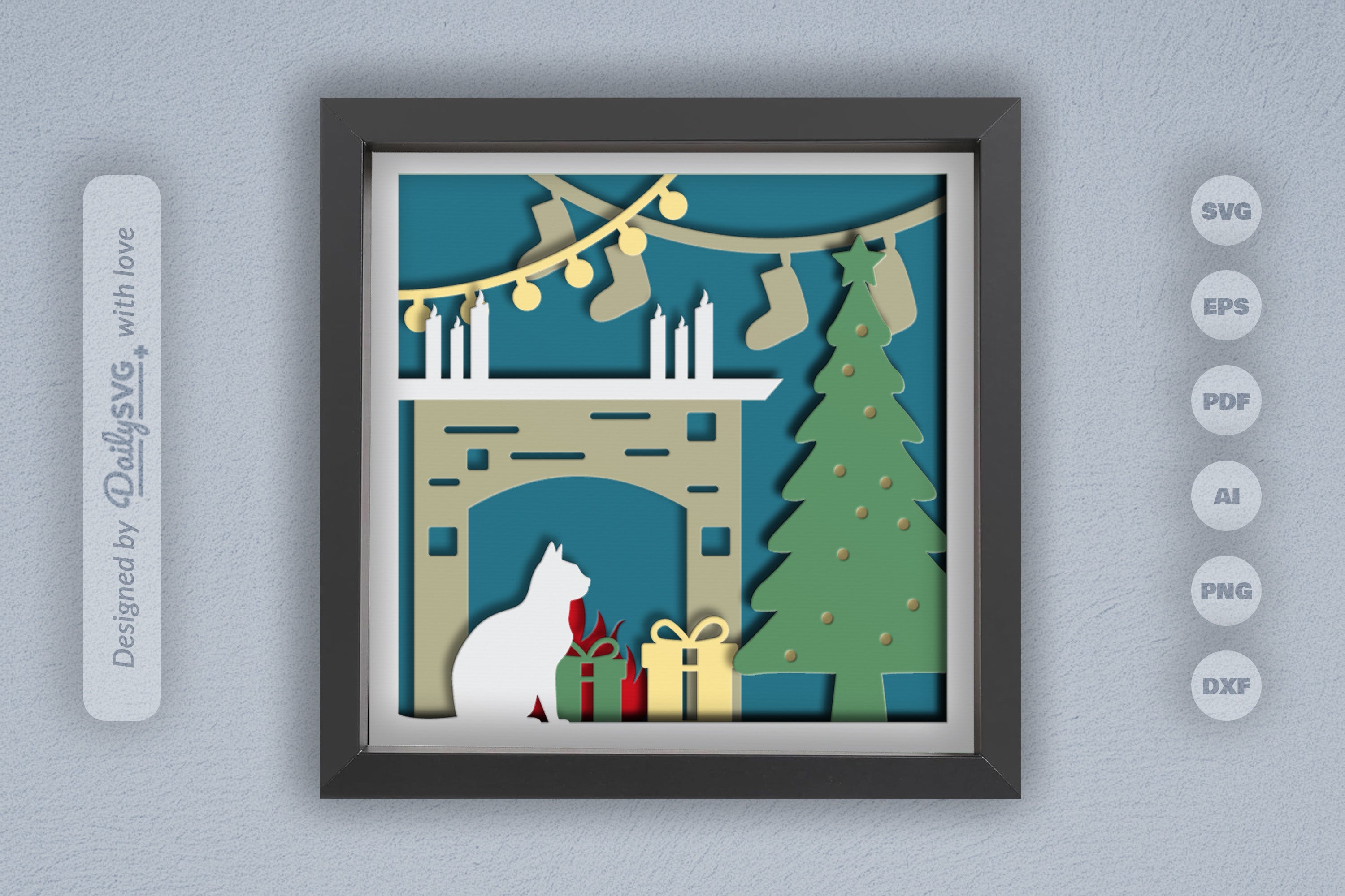 3D Christmas Scene Papercut SVG Bundle for Home Decor