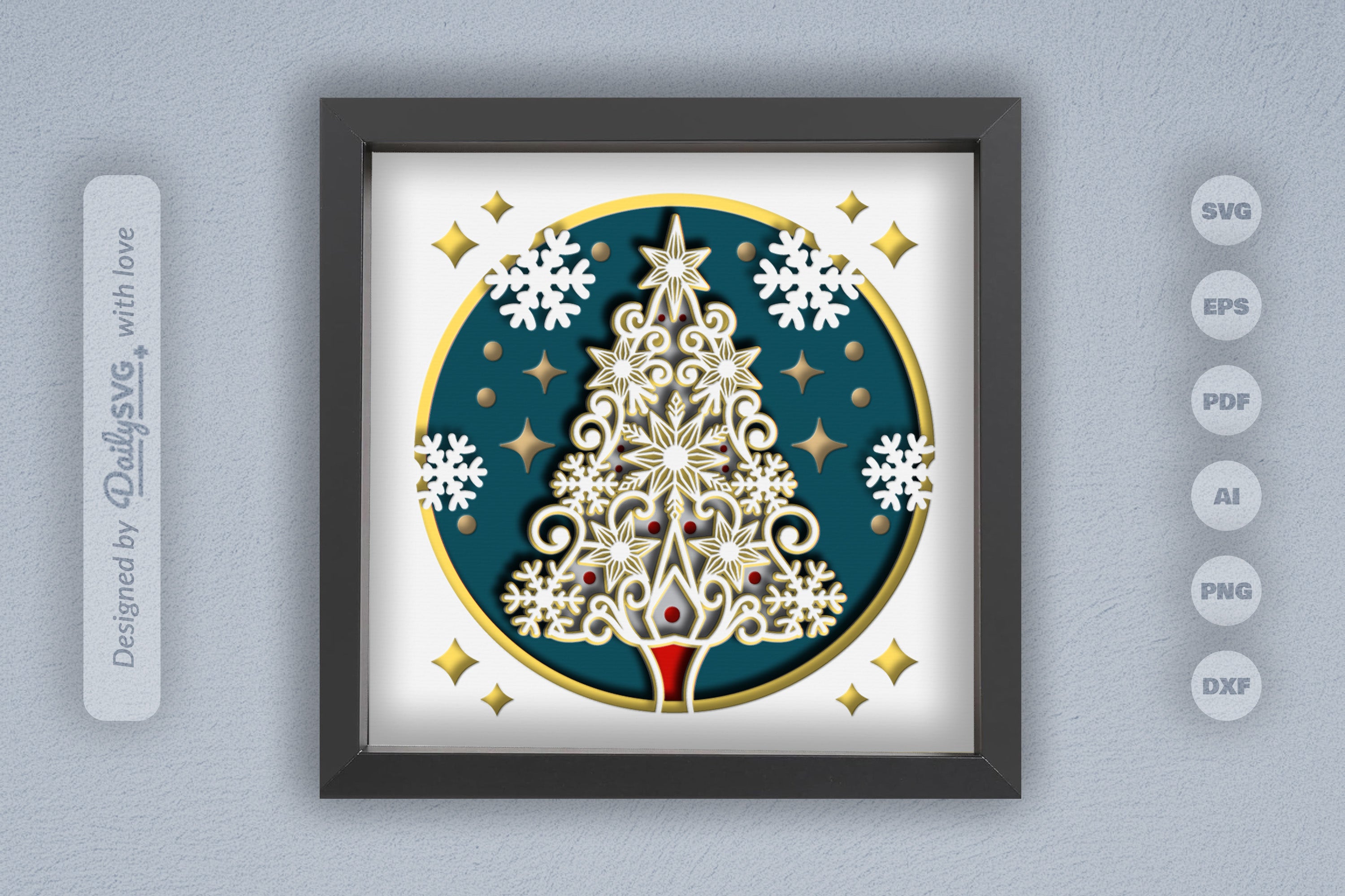 3D Christmas Snowflake Tree Papercut SVG Bundle