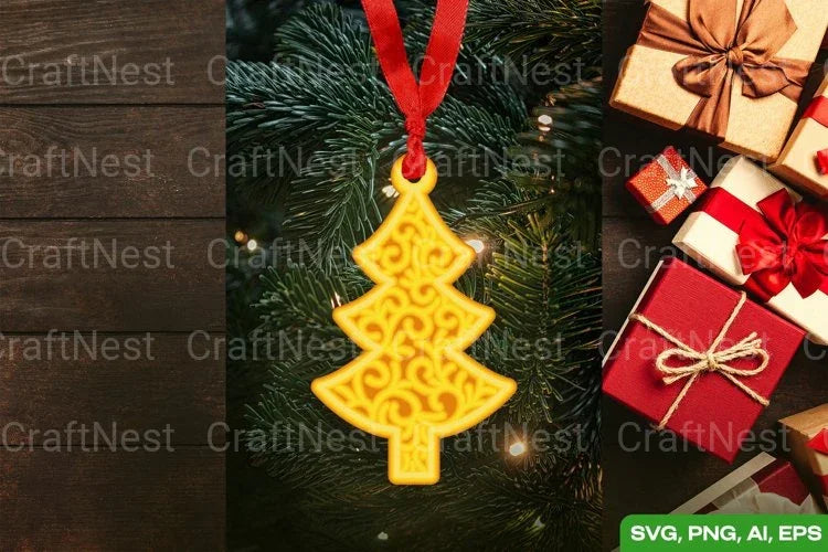 3D Christmas Tree Layered Papercut Clipart Bundle - CraftNest - Digital Crafting and Art