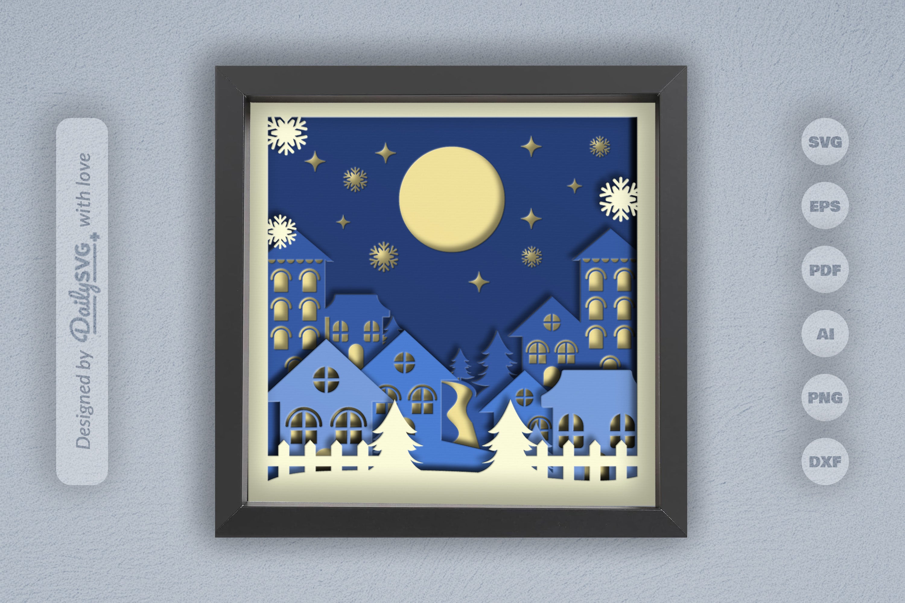 3D Christmas In Town Papercut SVG Bundle