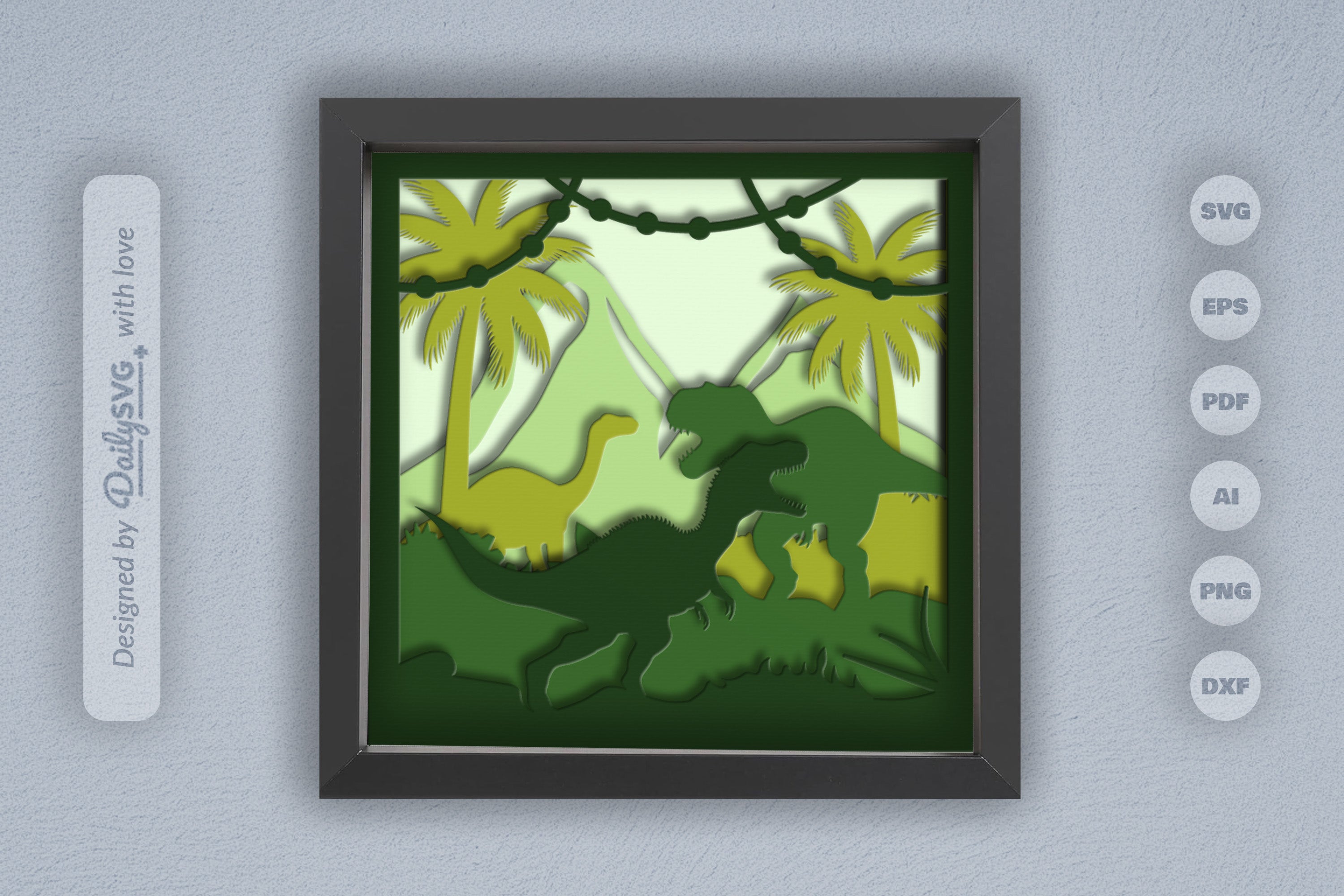 3D Dinosaur Jungle Papercut SVG Bundle