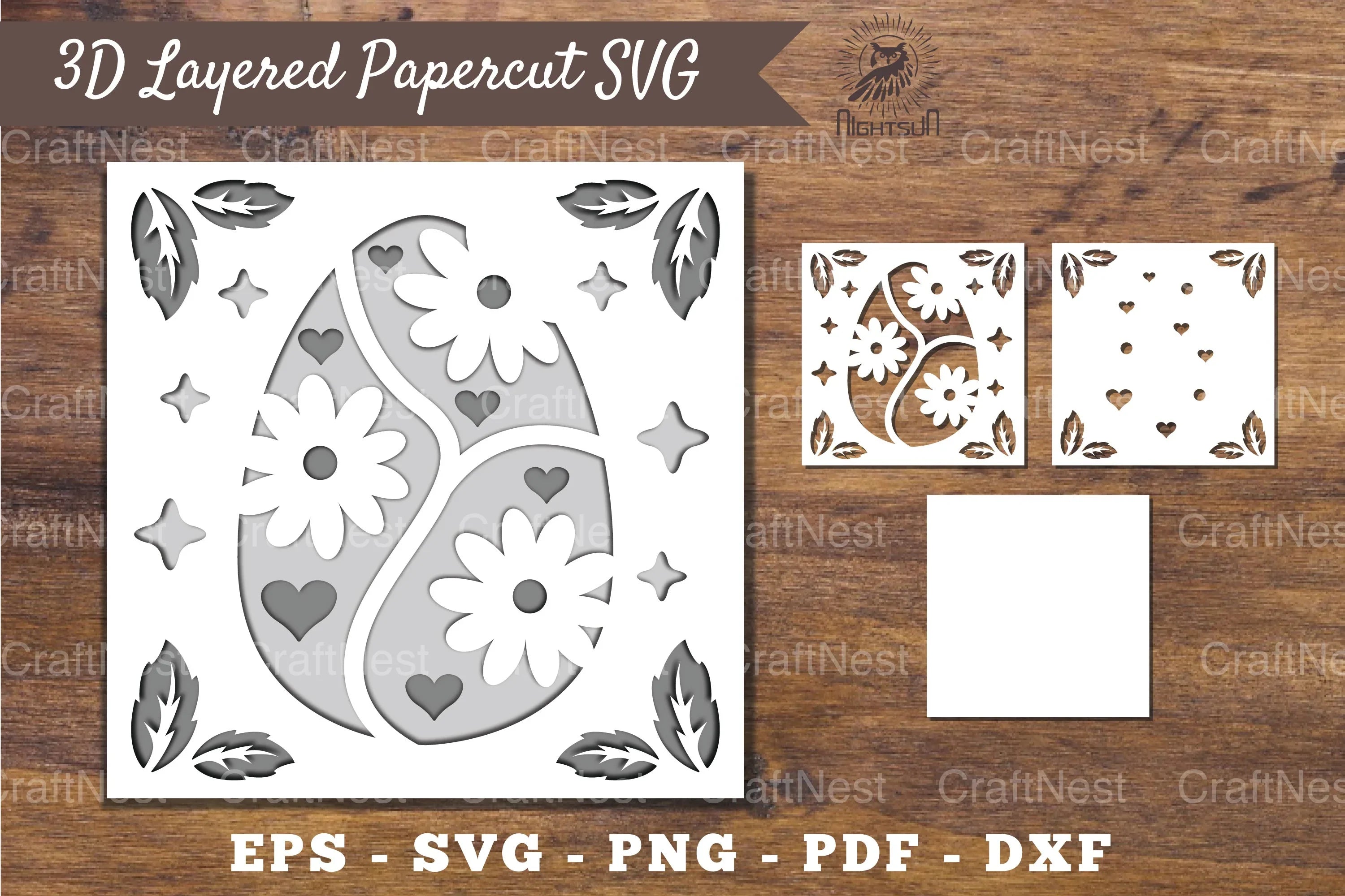 3D Easter Egg Layered Papercut SVG Bundle - CraftNest - Digital Crafting and Art
