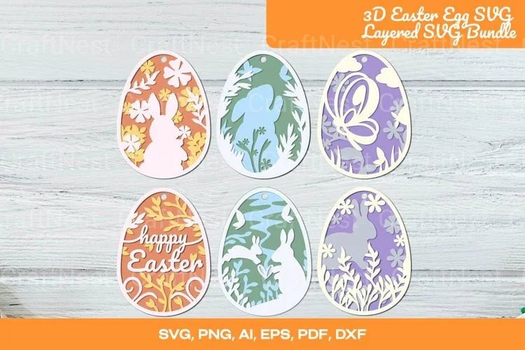 3D Layered Easter Egg SVG Bundle - CraftNest - Digital Crafting and Art
