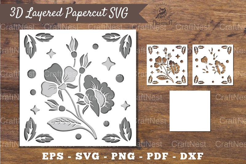 3D Flower Layered Papercut Clipart Bundle - CraftNest - Digital Crafting and Art