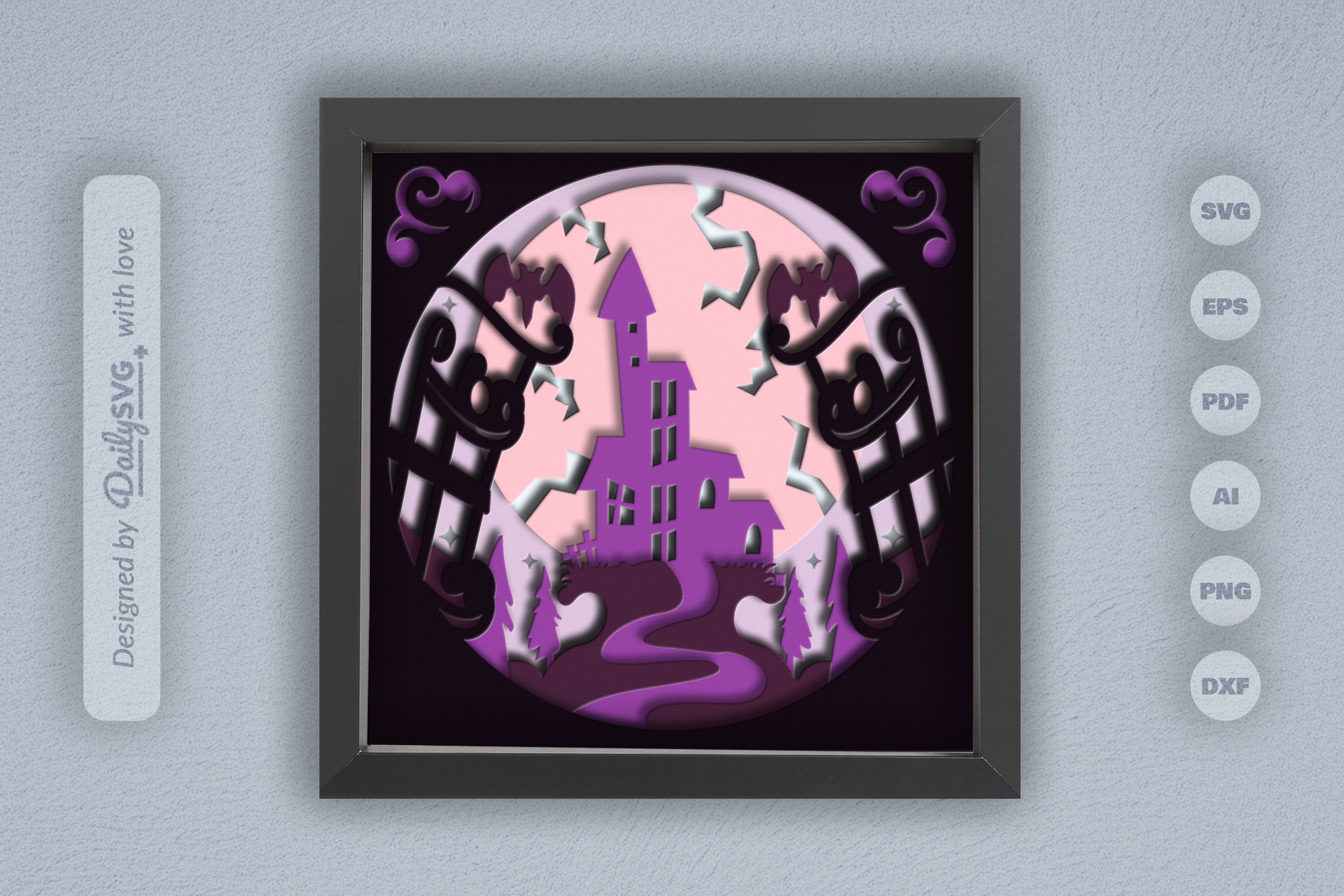 3D Halloween Haunted Castle Papercut SVG Bundle
