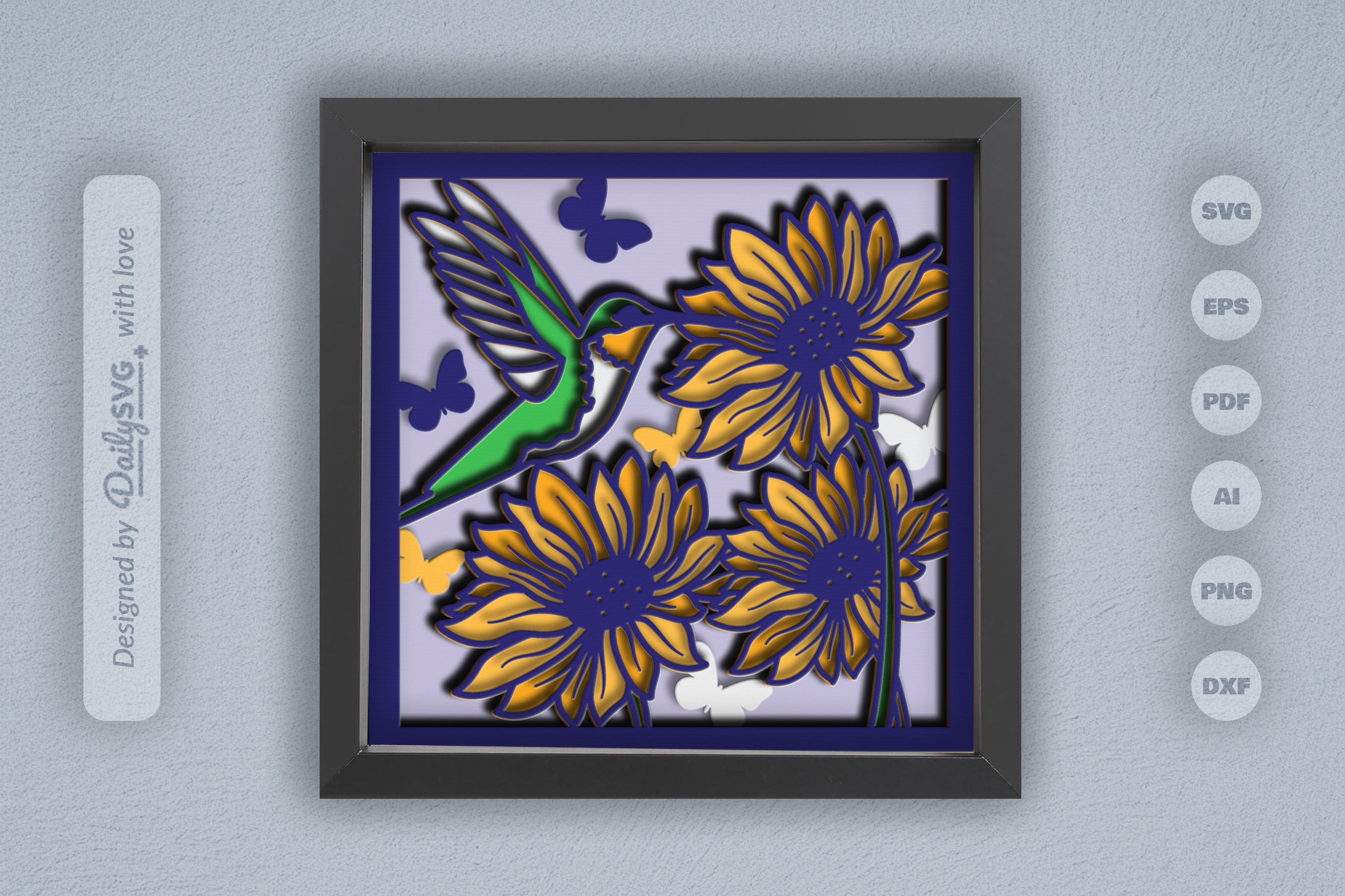 3D Hummingbird Flying Papercut SVG Bundle