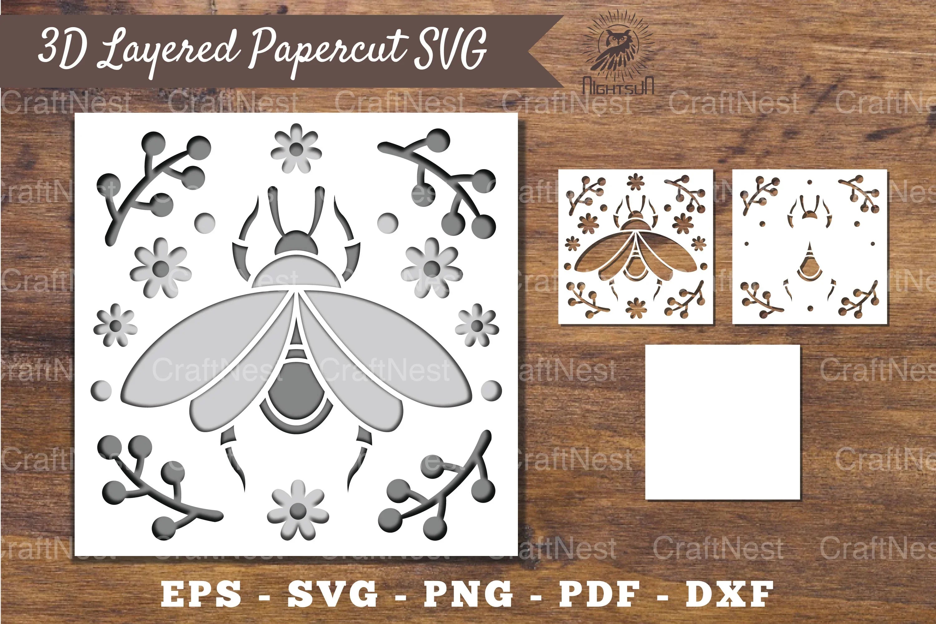 3D Insect Layered Papercut Clipart Bundle