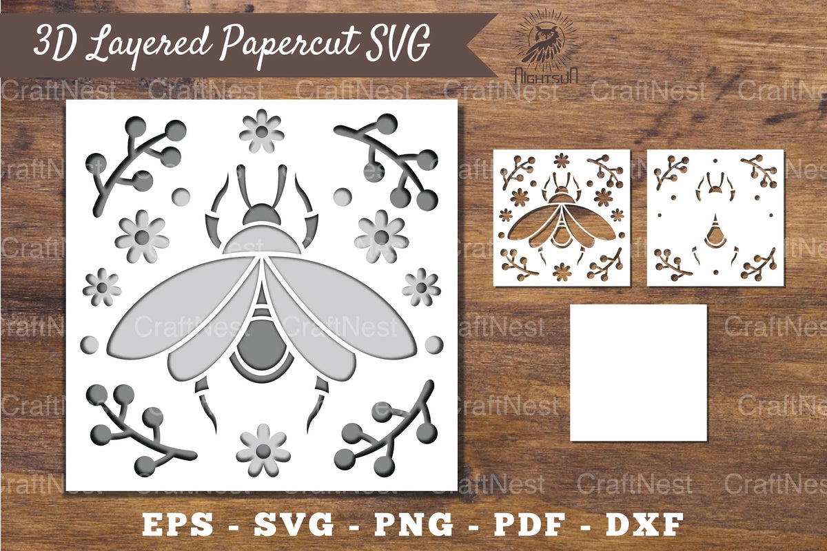 Insects Cut 3D Insect Layered Papercut Clipart Bundle