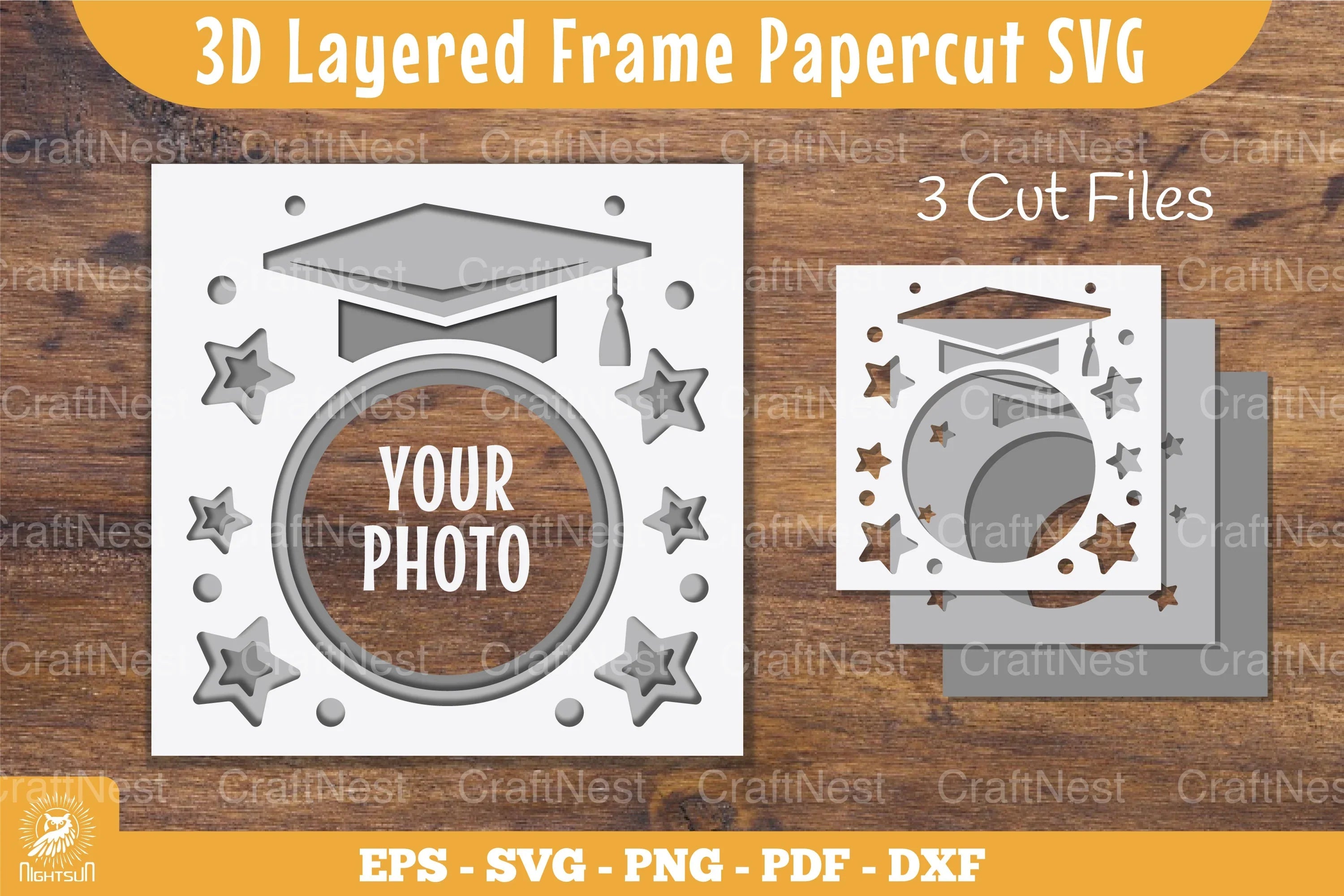 Papercur Frame 3D Layered Graduation Papercut Frame Clipart Bundle
