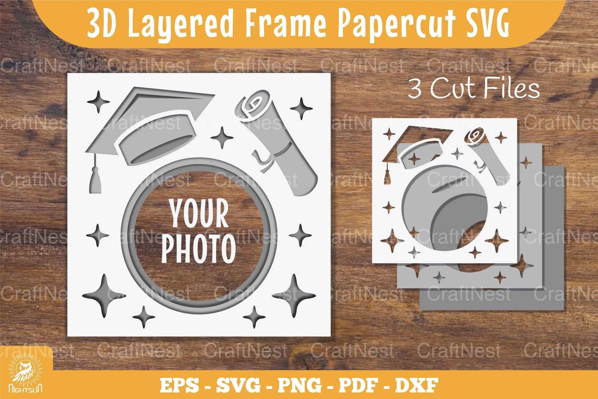 Papercur Frame 3D Layered Graduation Papercut Frame Clipart Bundle