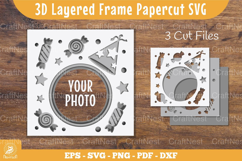 3D Layered Frame Party Papercut Clipart Bundle - CraftNest - Digital Crafting and Art